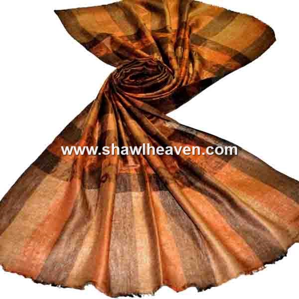 camel brown check pattern cashmere scarves